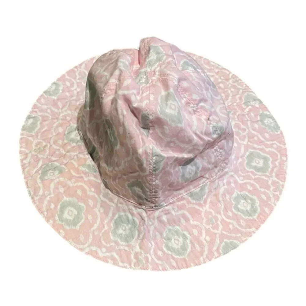 Pottery Barn Kids Pink Floral Cotton Hat Infant Size 6-12 Months Beach Vacation